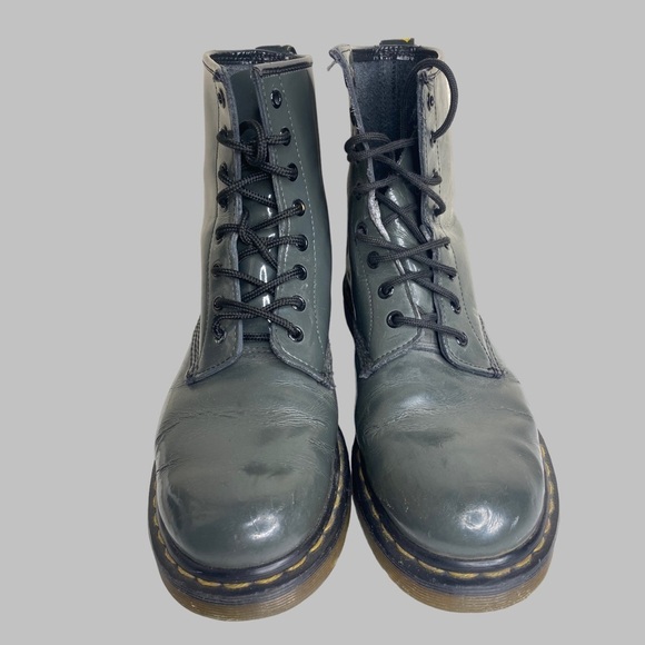 Dr. Marten’s Grey Patent Leather Combat Boots Women’s Sz 10 (42) - Picture 6 of 15
